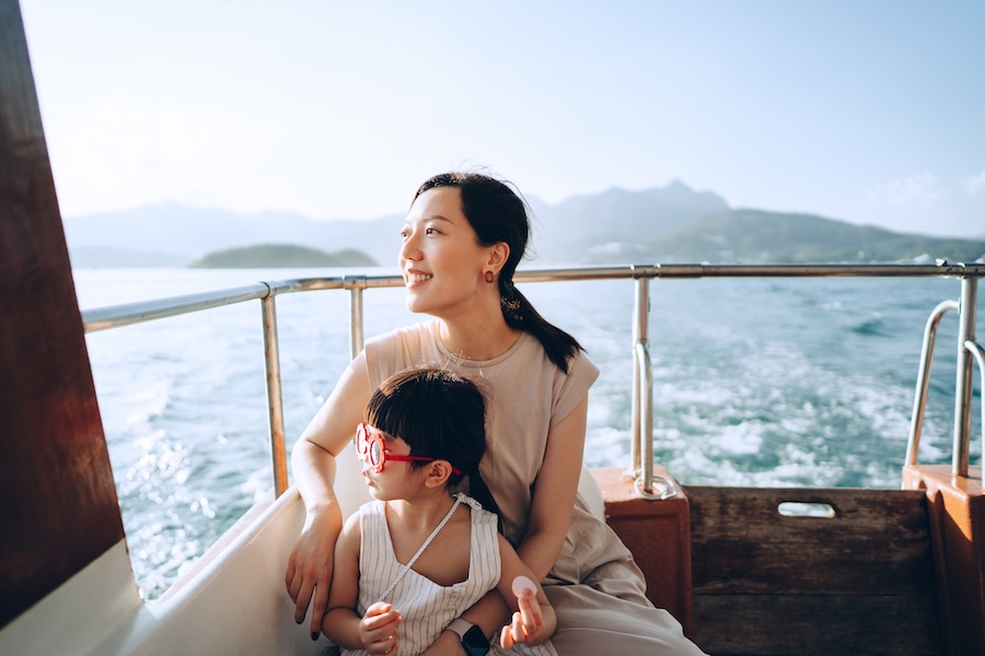 1372481998 Mother and young daughter on a boat holiday